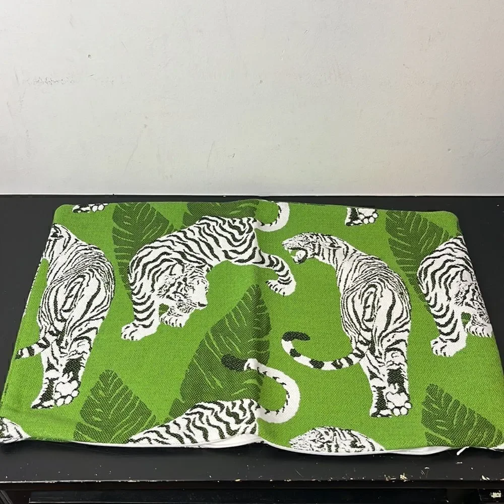 Williams Sonoma Outdoor Sunbrella Tiger Tropical Jacquard pillow case